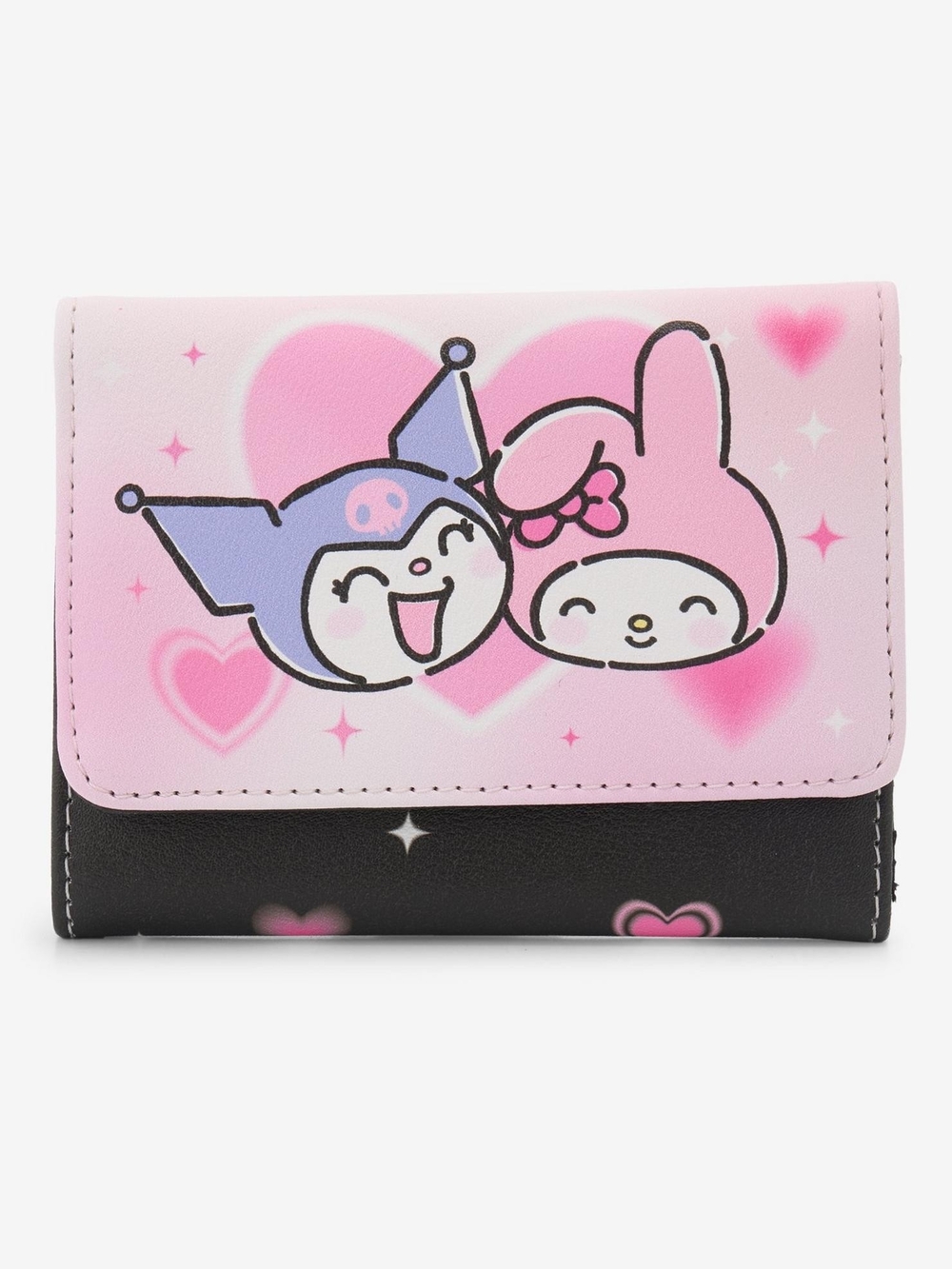 Loungefly Pink Black Kuromi & My Melody Trifold Wallet
